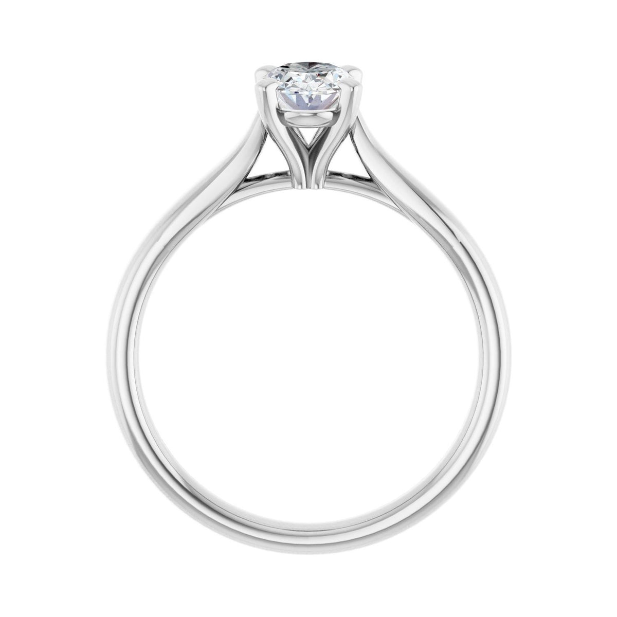 Sapphire Row Lab-Grown Oval Diamond Cathedral Solitaire Engagement Ring - 14K White Gold, 3/4 ctw (view 2)