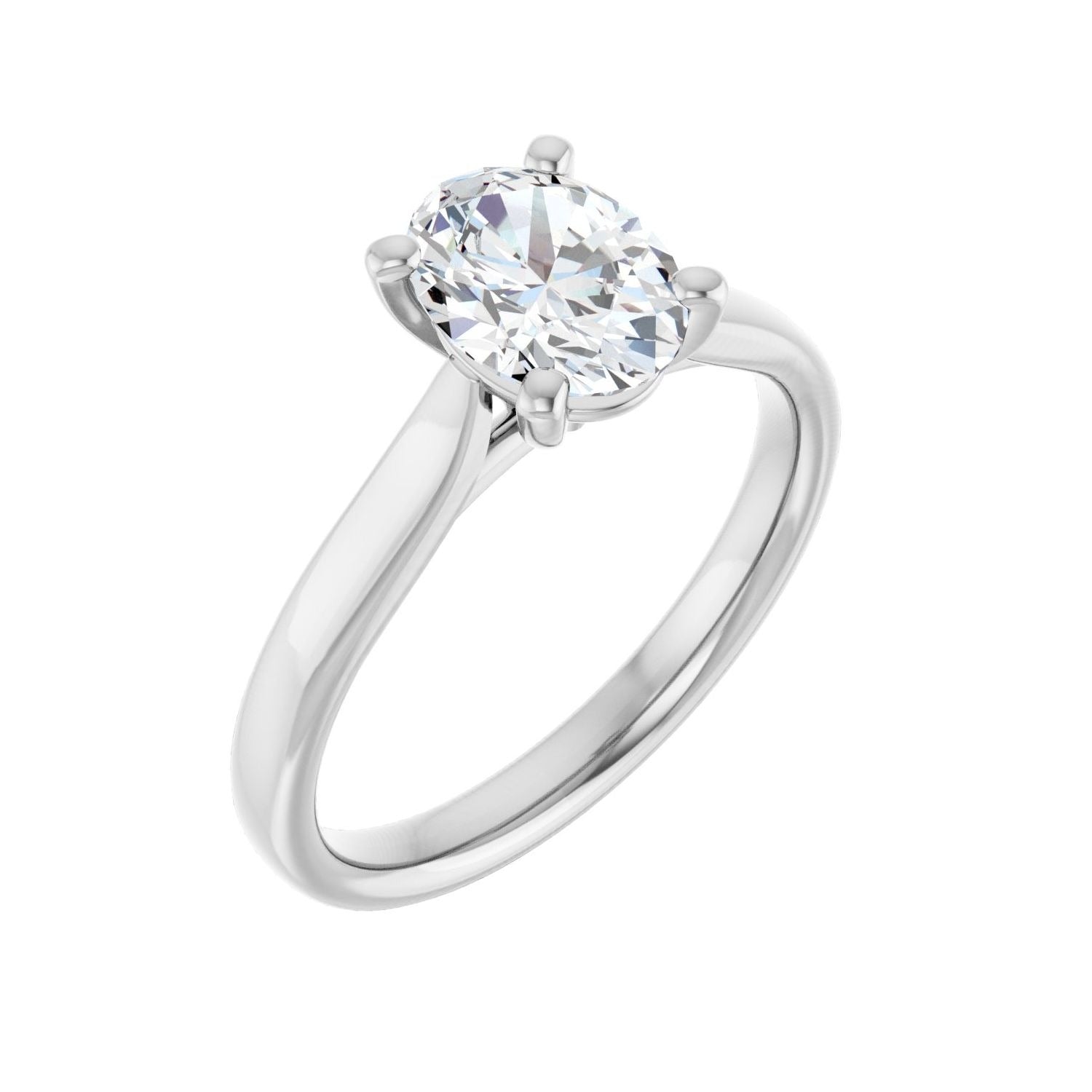 Sapphire Row Lab-Grown Oval Diamond Cathedral Solitaire Engagement Ring - 14K White Gold, 1 ctw