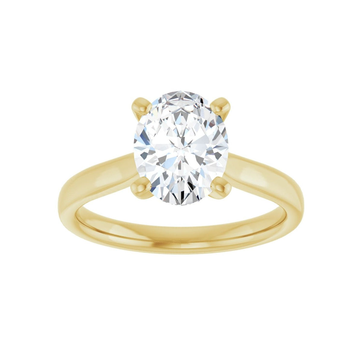 Sapphire Row Lab-Grown Oval Diamond Cathedral Solitaire Engagement Ring - 14K Yellow Gold, 1 3/4 ctw (view 3)