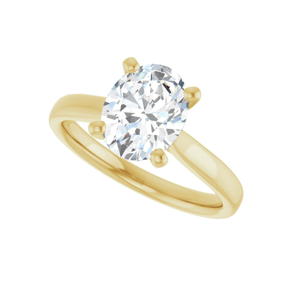 Sapphire Row Lab-Grown Oval Diamond Cathedral Solitaire Engagement Ring - 14K Yellow Gold, 1 3/4 ctw (view 5)