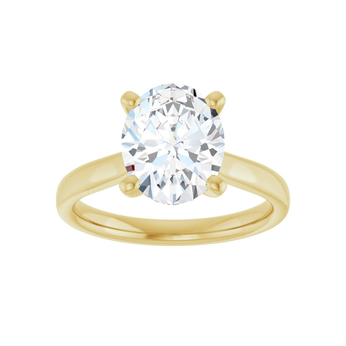 Sapphire Row Lab-Grown Oval Diamond Cathedral Solitaire Engagement Ring - 14K Yellow Gold, 2 1/2 ctw (view 3)