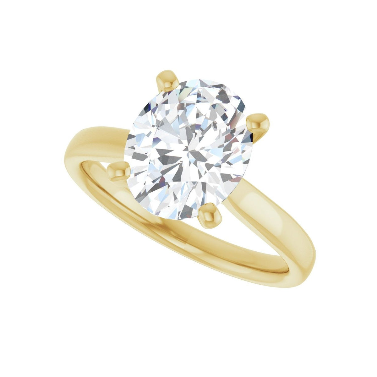 Sapphire Row Lab-Grown Oval Diamond Cathedral Solitaire Engagement Ring - 14K Yellow Gold, 2 1/2 ctw (view 5)