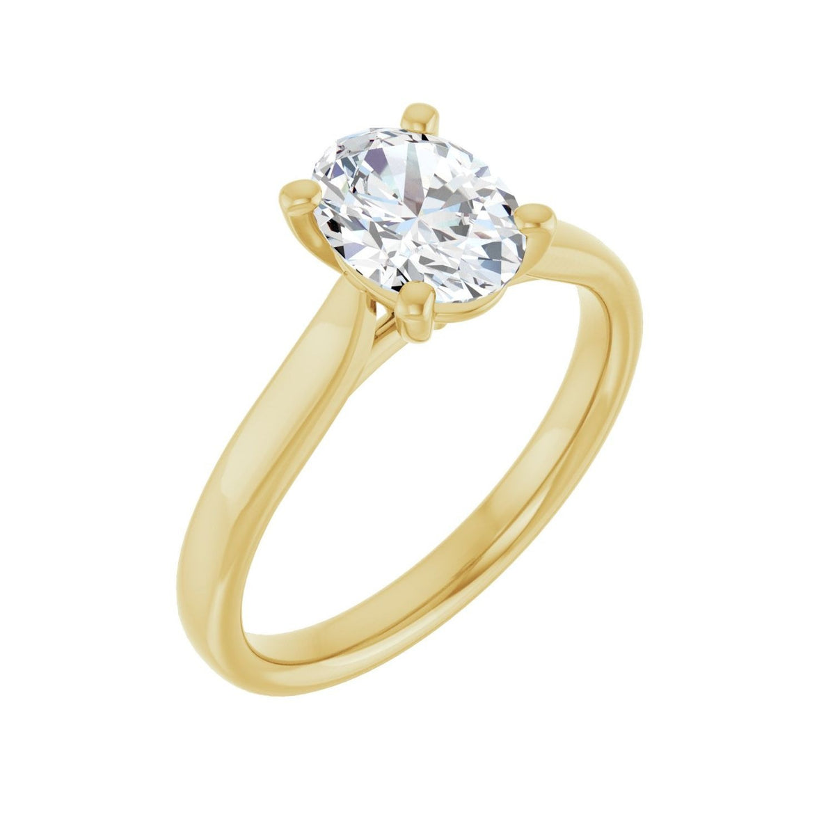Sapphire Row Lab-Grown Oval Diamond Cathedral Solitaire Engagement Ring - 14K Yellow Gold, 1 ctw