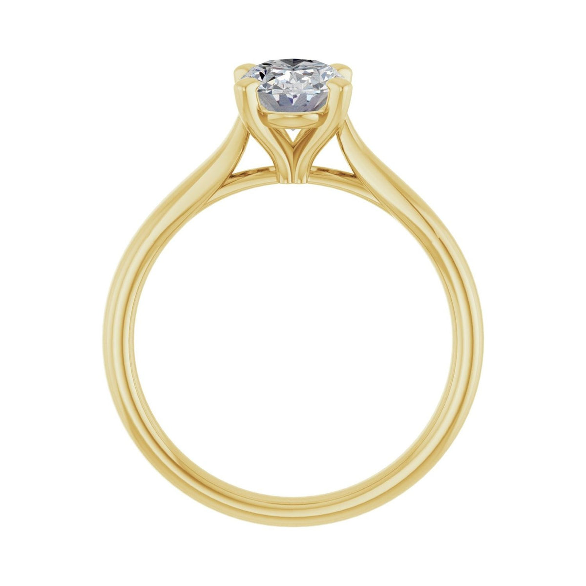Sapphire Row Lab-Grown Oval Diamond Cathedral Solitaire Engagement Ring - 14K Yellow Gold, 1 ctw (view 2)