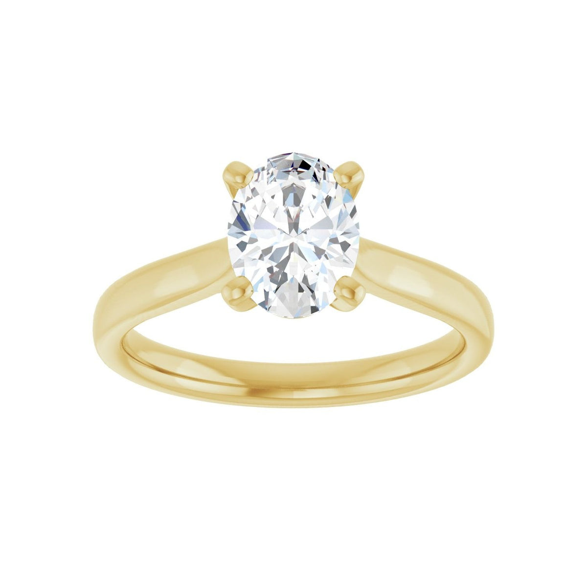 Sapphire Row Lab-Grown Oval Diamond Cathedral Solitaire Engagement Ring - 14K Yellow Gold, 1 ctw (view 3)