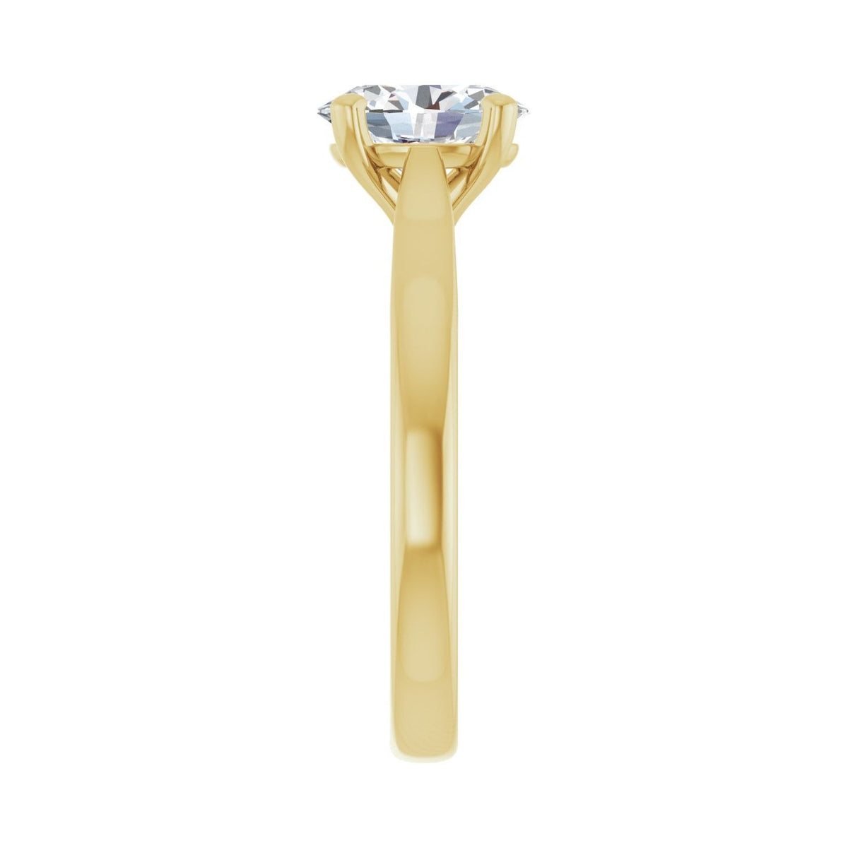 Sapphire Row Lab-Grown Oval Diamond Cathedral Solitaire Engagement Ring - 14K Yellow Gold, 1 ctw (view 4)