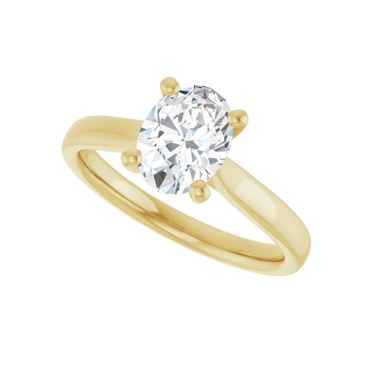 Sapphire Row Lab-Grown Oval Diamond Cathedral Solitaire Engagement Ring - 14K Yellow Gold, 1 ctw (view 5)