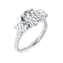 Sapphire Row Lab-Grown Oval Diamond Cathedral Three-Stone Engagement Ring - 14K White Gold, 2 1/2 ctw