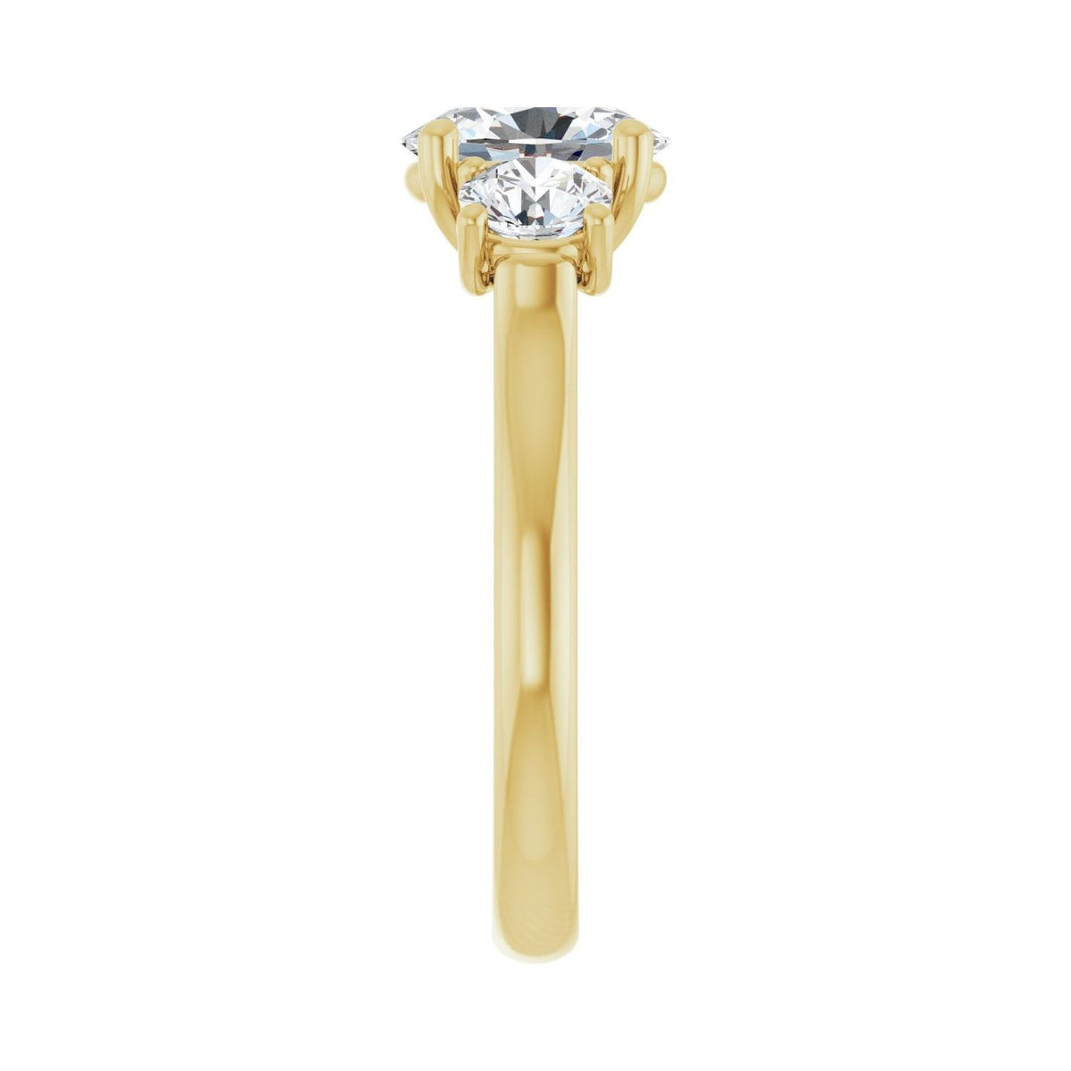 Sapphire Row Lab-Grown Oval Diamond Cathedral Three-Stone Engagement Ring - 14K Yellow Gold, 1 3/4 ctw (view 4)