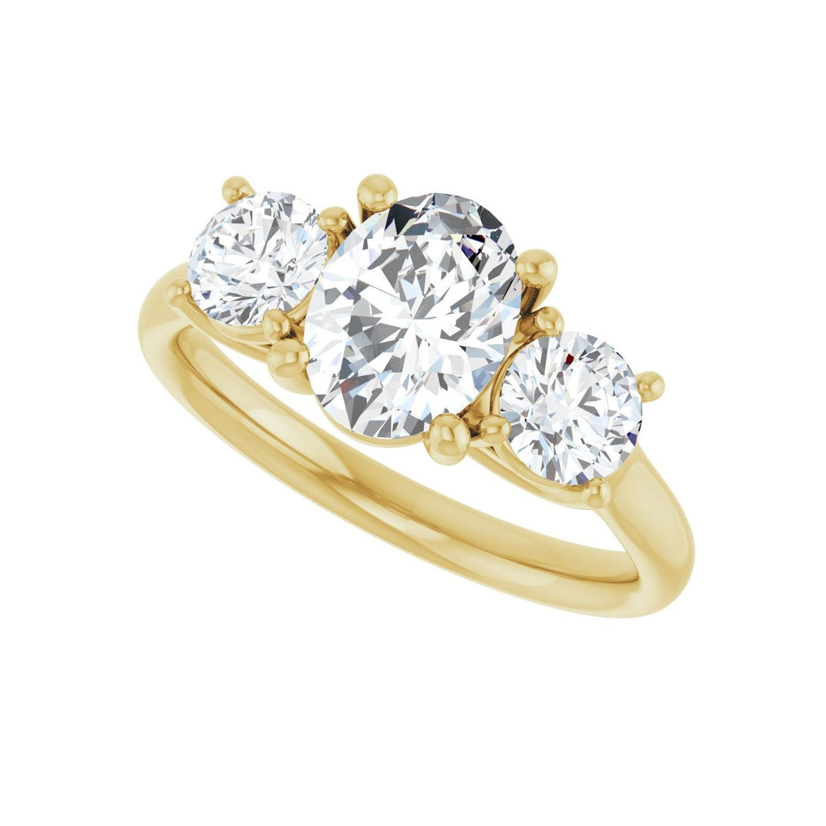 Sapphire Row Lab-Grown Oval Diamond Cathedral Three-Stone Engagement Ring - 14K Yellow Gold, 1 3/4 ctw (view 5)