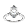 Sapphire Row Lab-Grown Oval Diamond Claw-Prong Accented Engagement Ring - 14K White Gold (view 3)