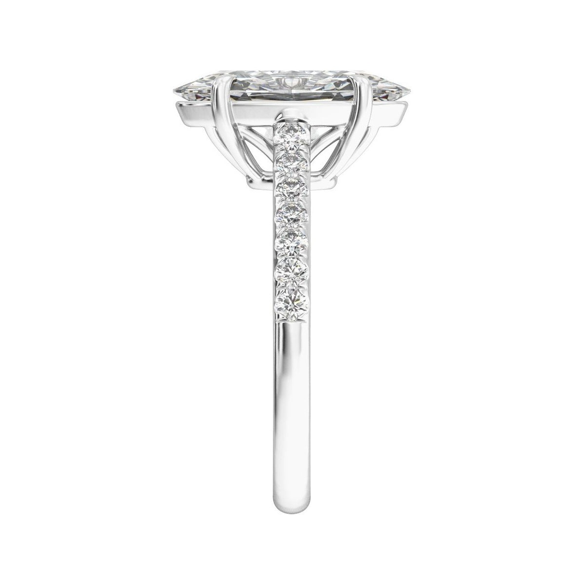 Sapphire Row Lab-Grown Oval Diamond Claw-Prong Accented Engagement Ring - Platinum (view 4)