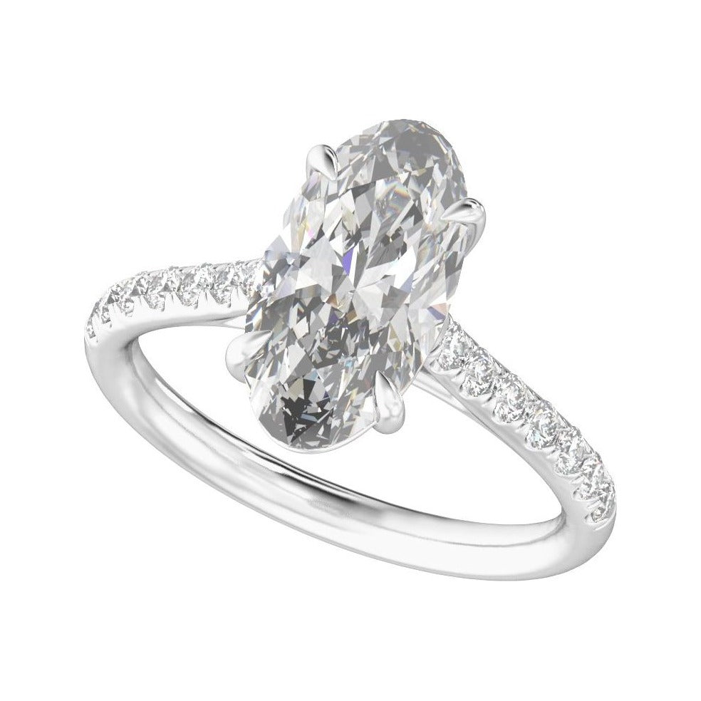 Sapphire Row Lab-Grown Oval Diamond Claw-Prong Accented Engagement Ring - Platinum (view 5)