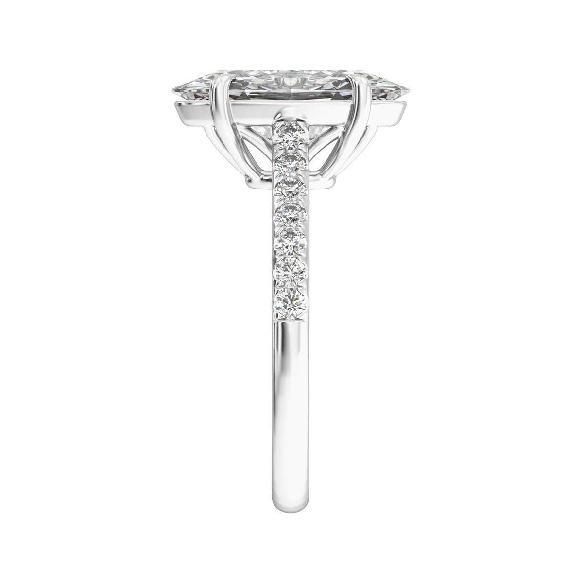 Sapphire Row Lab-Grown Oval Diamond Claw-Prong Accented Engagement Ring - 14K White Gold, 1 1/3 ctw (view 4)