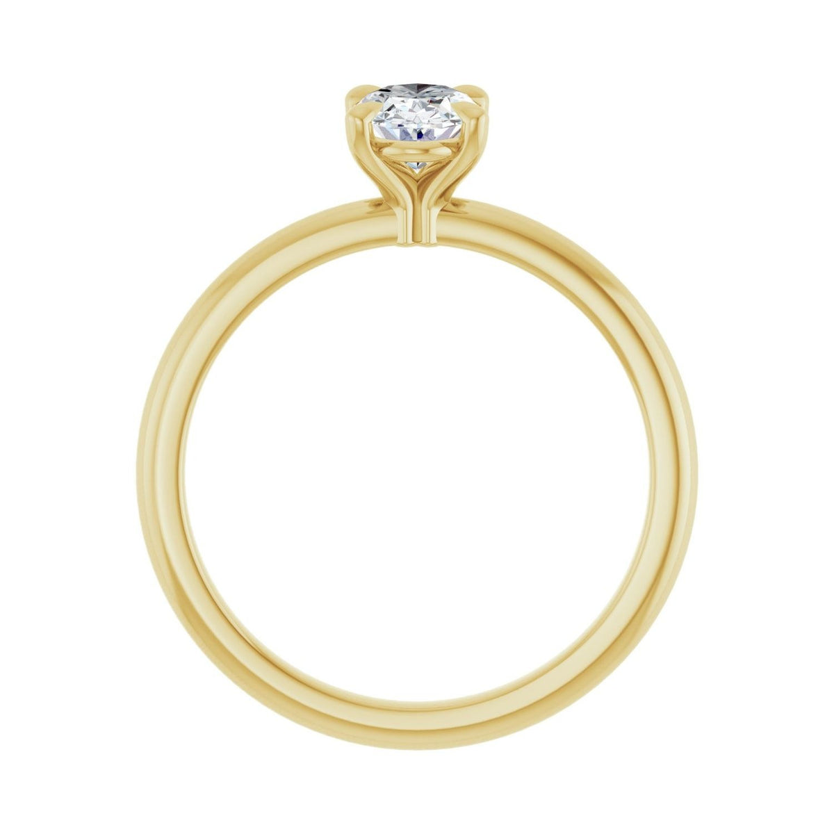 Sapphire Row Lab-Grown Oval Diamond Claw-Prong Engagement Ring - 14K Yellow Gold, 3/4 ctw (view 2)