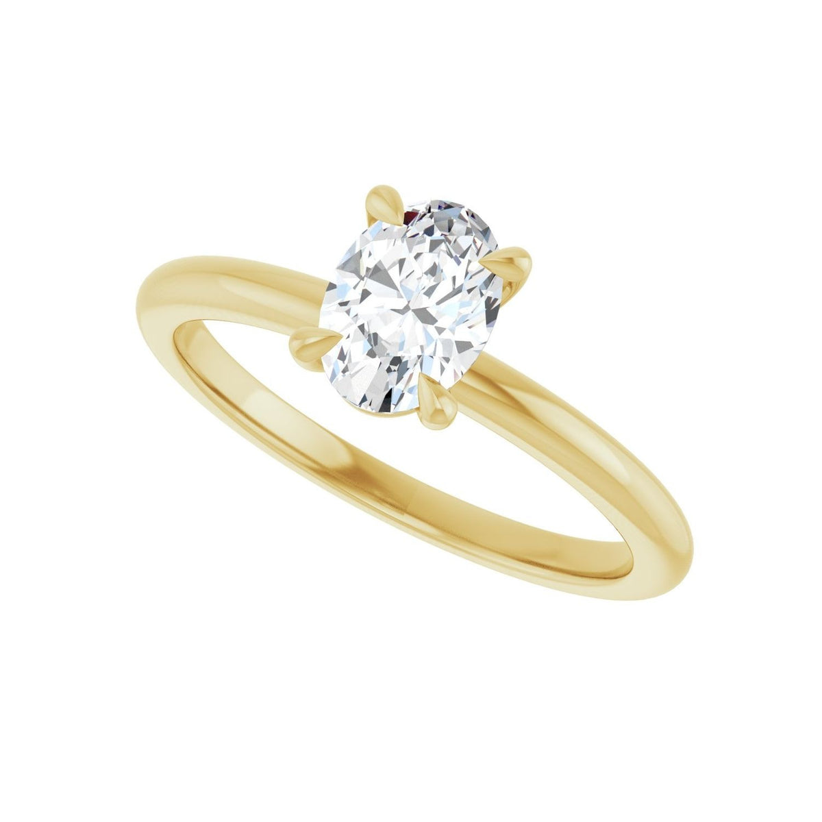 Sapphire Row Lab-Grown Oval Diamond Claw-Prong Engagement Ring - 14K Yellow Gold, 3/4 ctw (view 5)