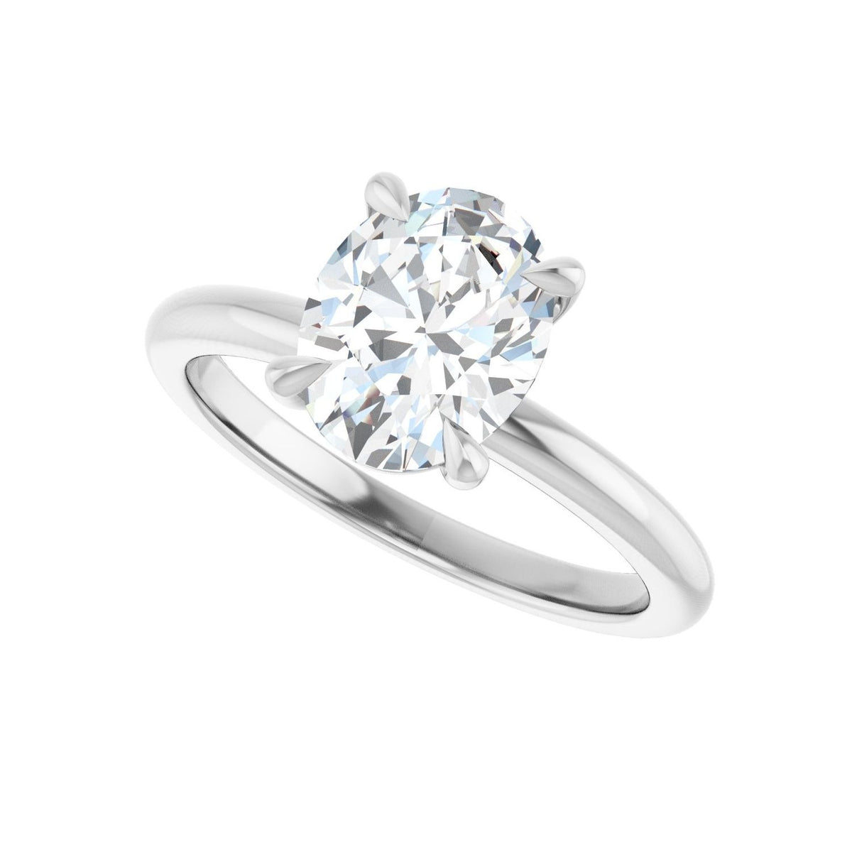 Sapphire Row Lab-Grown Oval Diamond Claw-Prong Engagement Ring - 14K White Gold, 1 1/2 ctw (view 5)