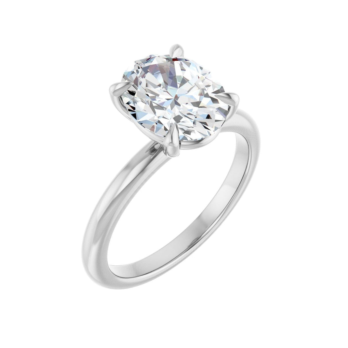 Sapphire Row Lab-Grown Oval Diamond Claw-Prong Engagement Ring - 14K White Gold, 2 1/2 ctw