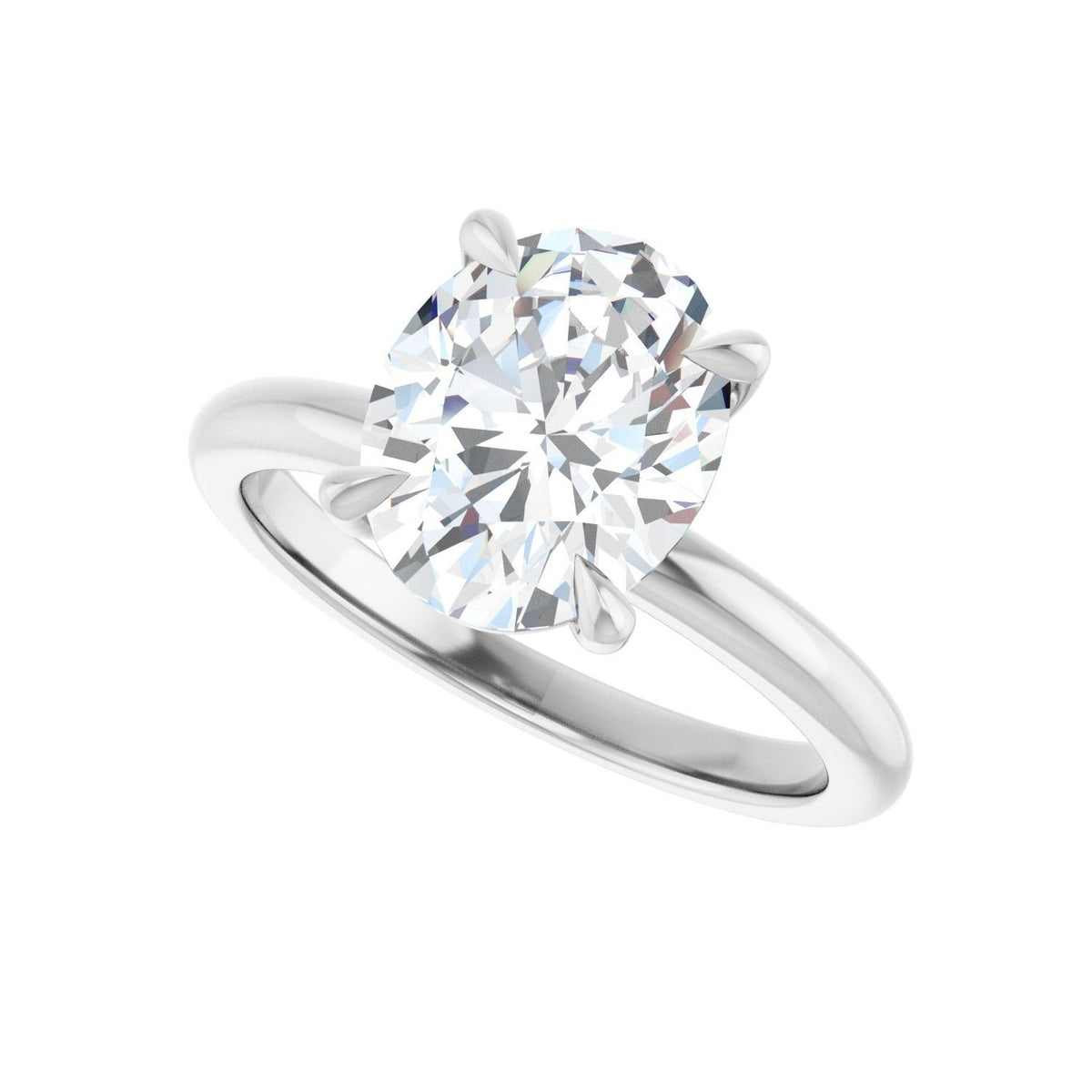 Sapphire Row Lab-Grown Oval Diamond Claw-Prong Engagement Ring - 14K White Gold, 2 1/2 ctw (view 5)
