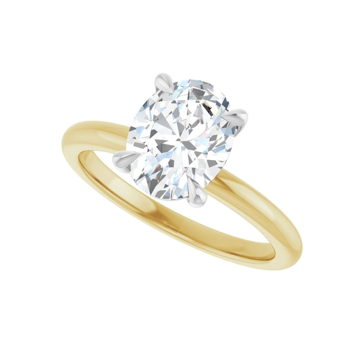 Sapphire Row Lab-Grown Oval Diamond Claw-Prong Engagement Ring - 14K Yellow & White Gold, 1 1/2 ctw (view 5)
