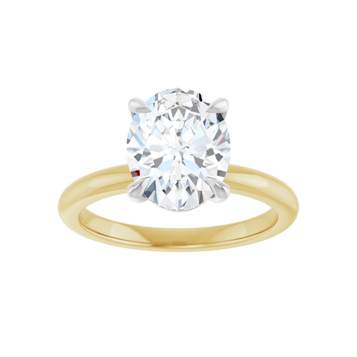 Sapphire Row Lab-Grown Oval Diamond Claw-Prong Engagement Ring - 14K Yellow & White Gold, 2 1/2 ctw (view 3)