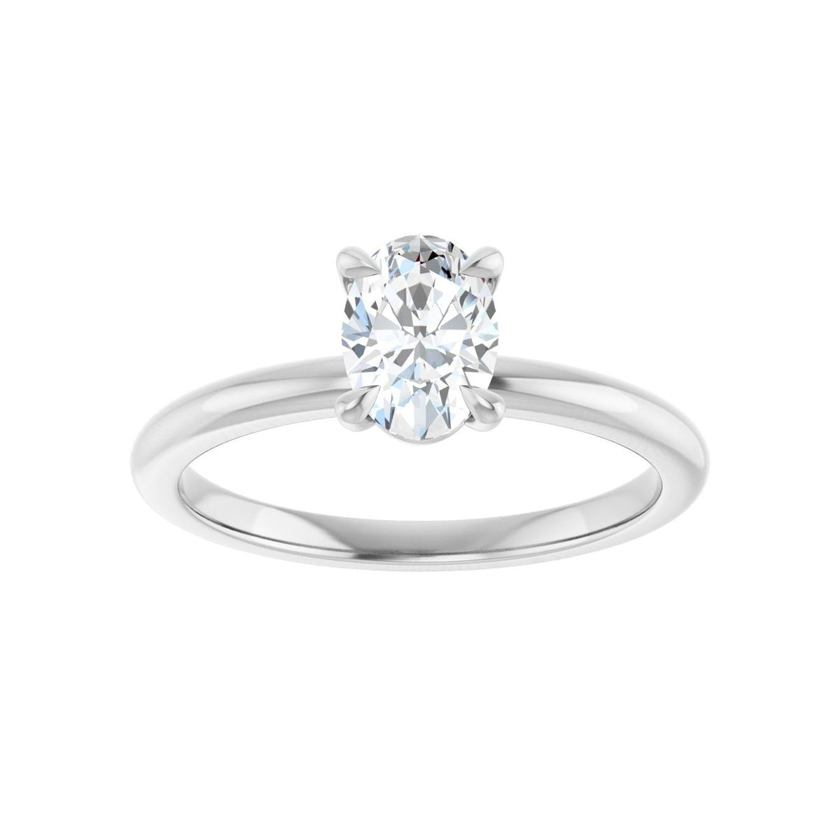 Sapphire Row Lab-Grown Oval Diamond Claw-Prong Engagement Ring - 14K White Gold, 3/4 ctw (view 3)