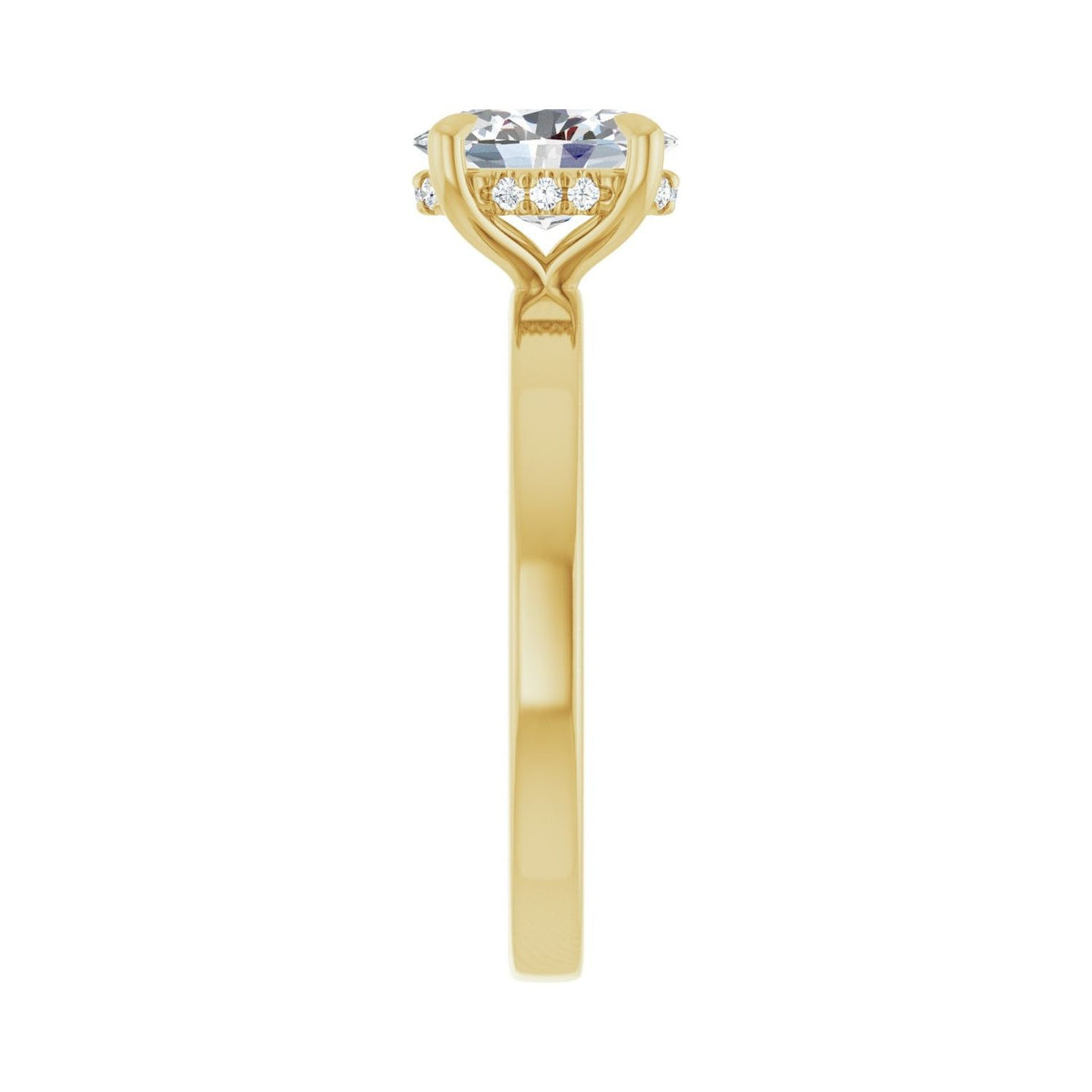 Sapphire Row Lab-Grown Oval Diamond Claw-Prong Hidden Halo-Style Engagement Ring - 14K Yellow Gold, 1 ctw (view 4)