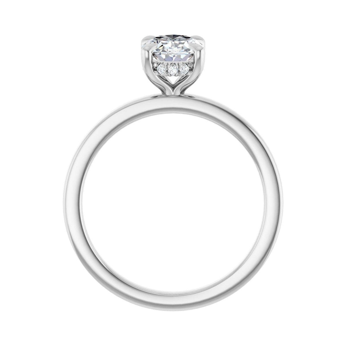 Sapphire Row Lab-Grown Oval Diamond Claw-Prong Hidden Halo-Style Engagement Ring - 14K White Gold, 1 ctw (view 2)