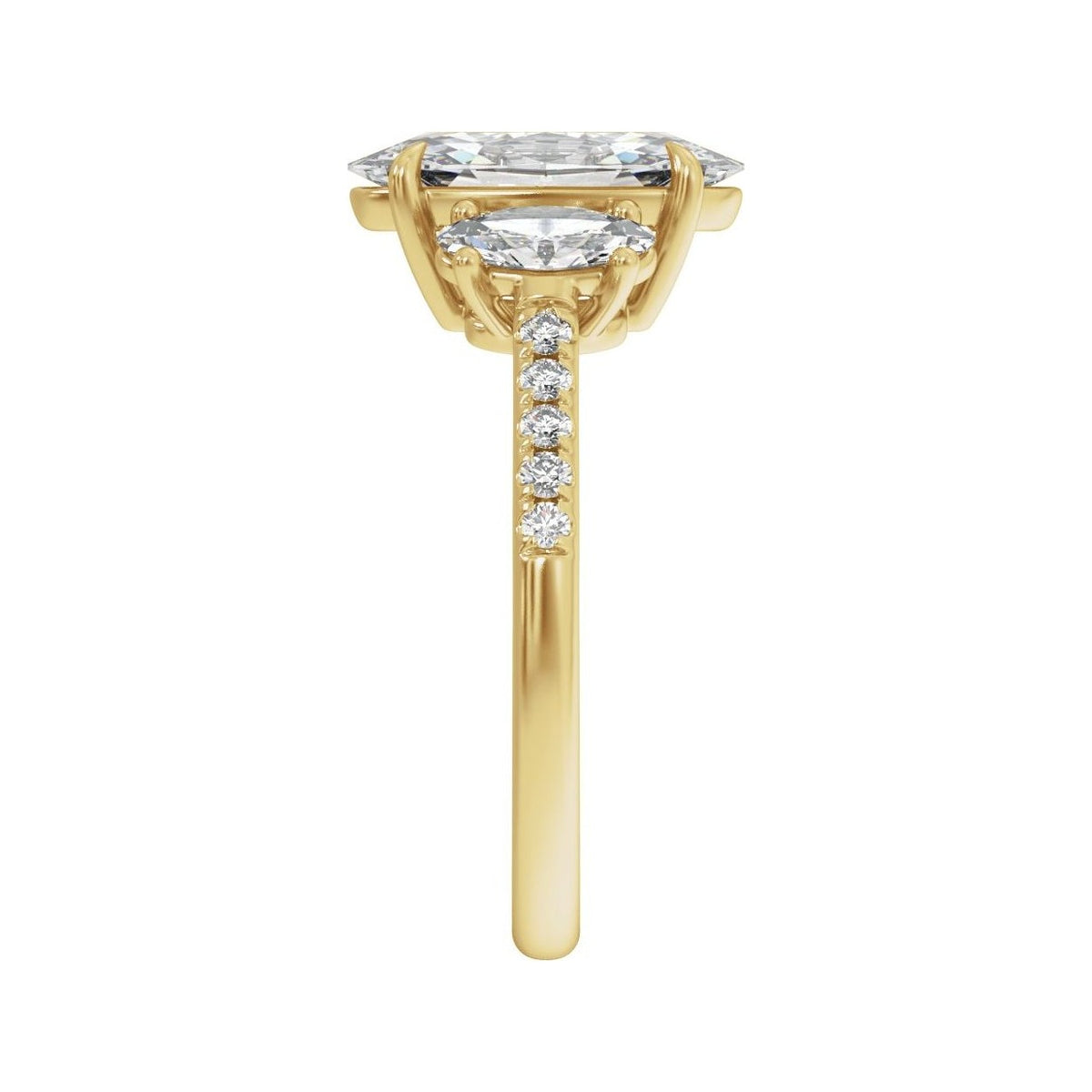 Sapphire Row Lab-Grown Oval Diamond Claw-Prong Three-Stone Engagement Ring - 14K Yellow Gold, 2 3/4 ctw (view 4)