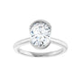 Sapphire Row Lab-Grown Oval Diamond Half-Bezel Engagement Ring - 14K White Gold, 1 1/2 ctw (view 3)