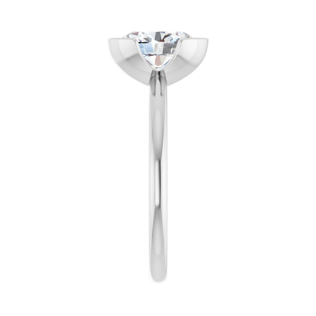 Sapphire Row Lab-Grown Oval Diamond Half-Bezel Engagement Ring - 14K White Gold, 1 1/2 ctw (view 4)
