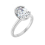 Sapphire Row Lab-Grown Oval Diamond Half-Bezel Engagement Ring - 14K White Gold, 2 1/2 ctw