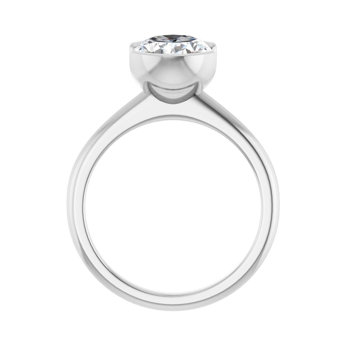 Sapphire Row Lab-Grown Oval Diamond Half-Bezel Engagement Ring - 14K White Gold, 2 1/2 ctw (view 2)