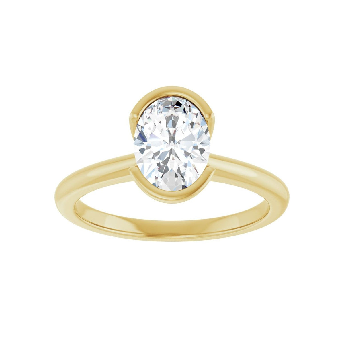 Sapphire Row Lab-Grown Oval Diamond Half-Bezel Engagement Ring - 14K Yellow Gold, 1 ctw (view 3)
