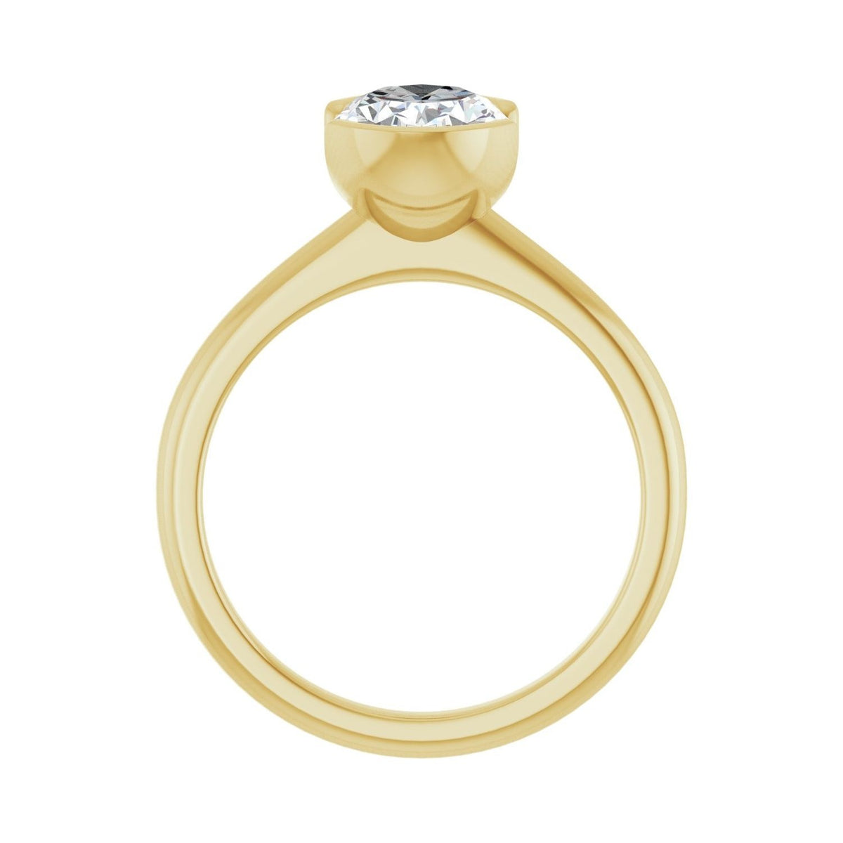 Sapphire Row Lab-Grown Oval Diamond Half-Bezel Engagement Ring - 14K Yellow Gold, 1 1/2 ctw (view 2)