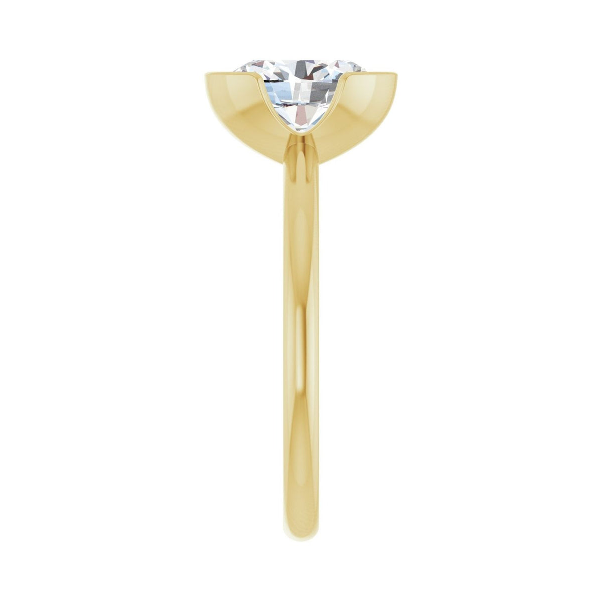 Sapphire Row Lab-Grown Oval Diamond Half-Bezel Engagement Ring - 14K Yellow Gold, 1 1/2 ctw (view 4)