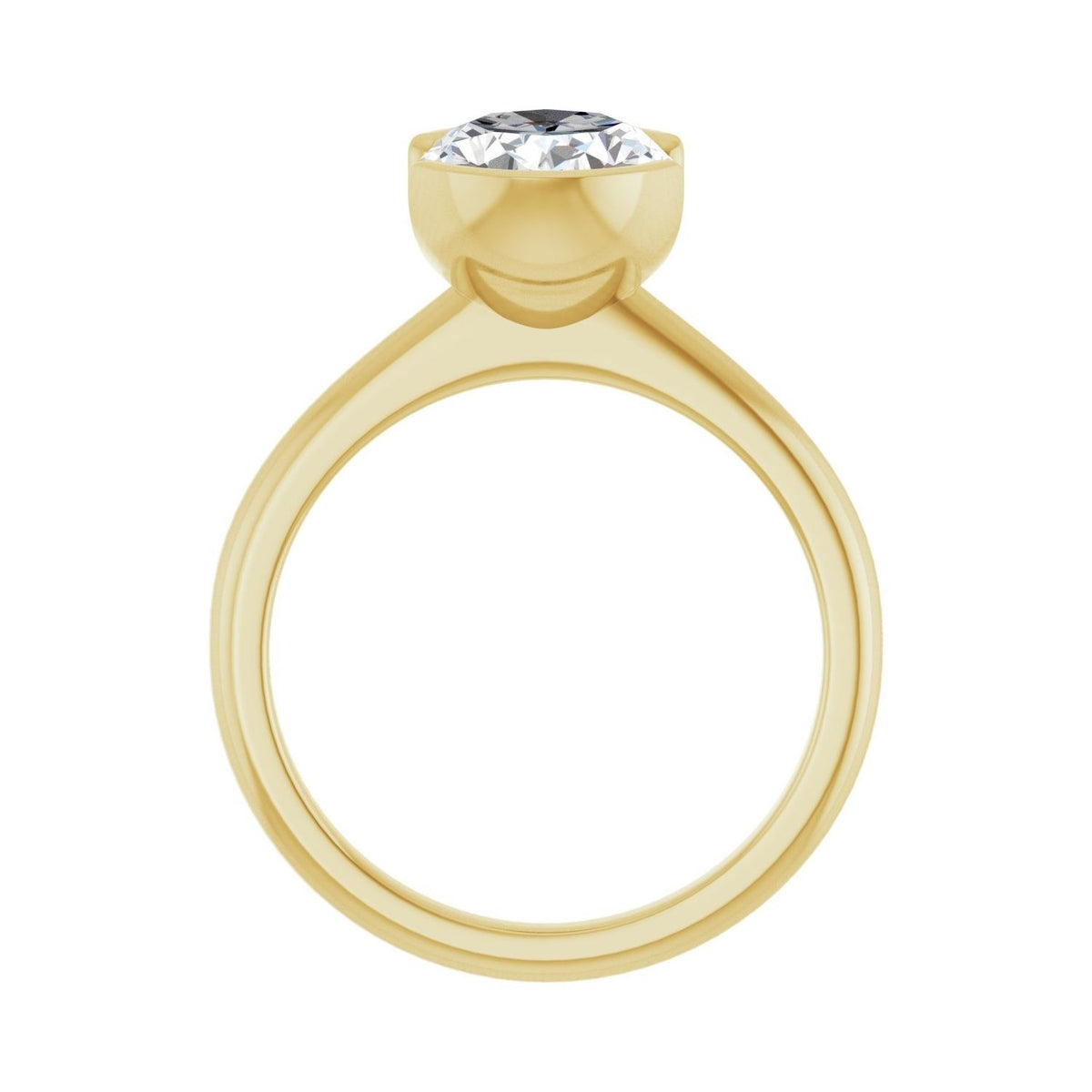 Sapphire Row Lab-Grown Oval Diamond Half-Bezel Engagement Ring - 14K Yellow Gold, 2 1/2 ctw (view 2)