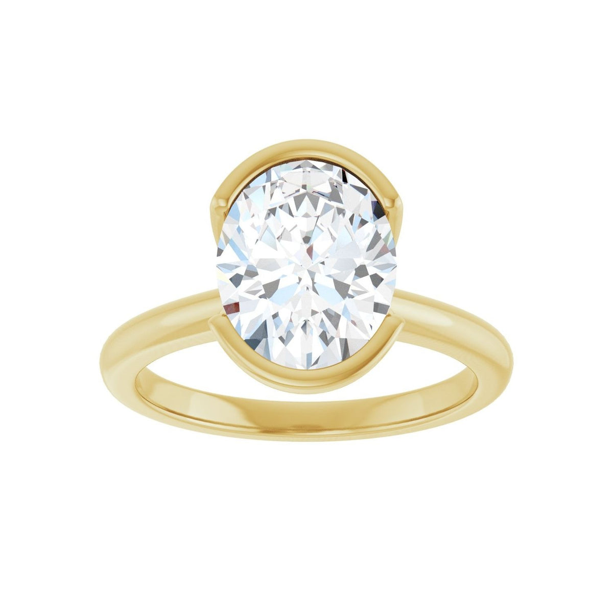 Sapphire Row Lab-Grown Oval Diamond Half-Bezel Engagement Ring - 14K Yellow Gold, 2 1/2 ctw (view 3)