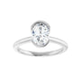 Sapphire Row Lab-Grown Oval Diamond Half-Bezel Engagement Ring - 14K White Gold, 1 ctw (view 3)