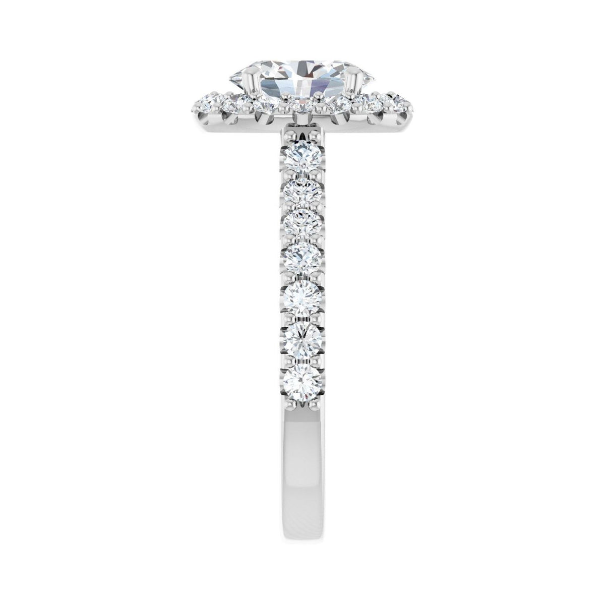 Sapphire Row Lab-Grown Oval Diamond Halo-Style Engagement Ring - 14K White Gold, 1 3/4 ctw (view 4)