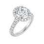 Sapphire Row Lab-Grown Oval Diamond Halo-Style Engagement Ring - 14K White Gold, 2 1/3 ctw