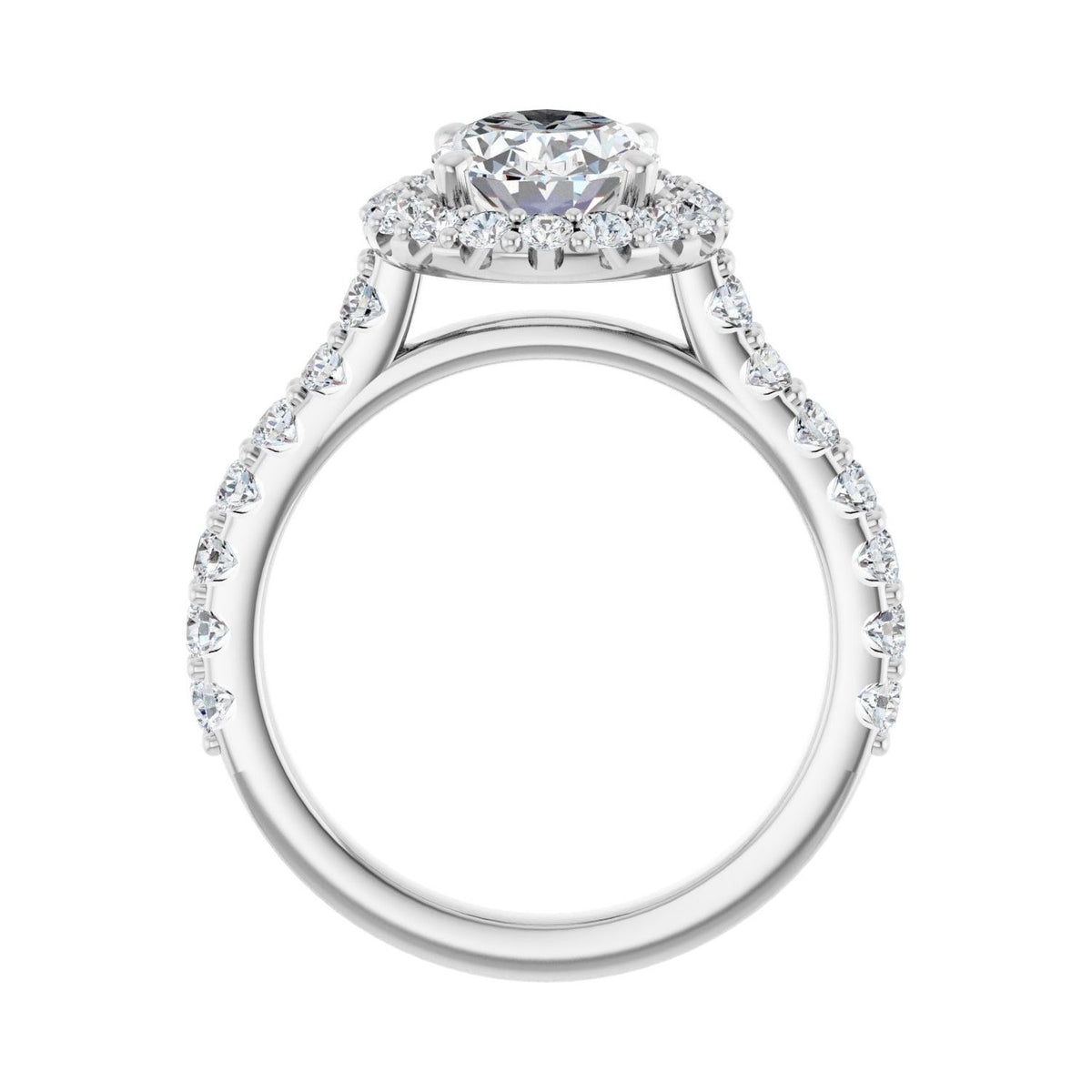 Sapphire Row Lab-Grown Oval Diamond Halo-Style Engagement Ring - 14K White Gold, 2 1/3 ctw (view 2)