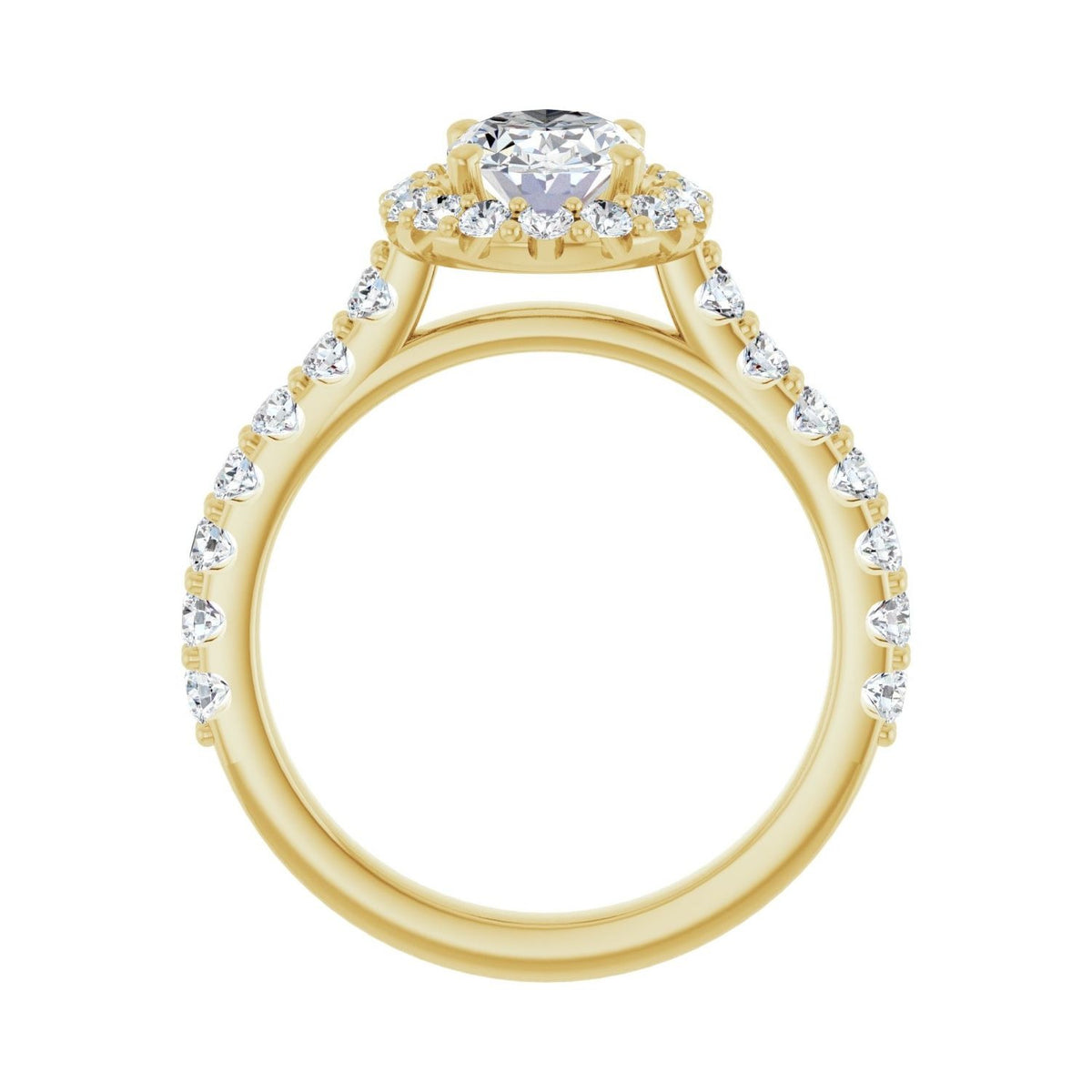 Sapphire Row Lab-Grown Oval Diamond Halo-Style Engagement Ring - 14K Yellow Gold, 1 3/4 ctw (view 2)