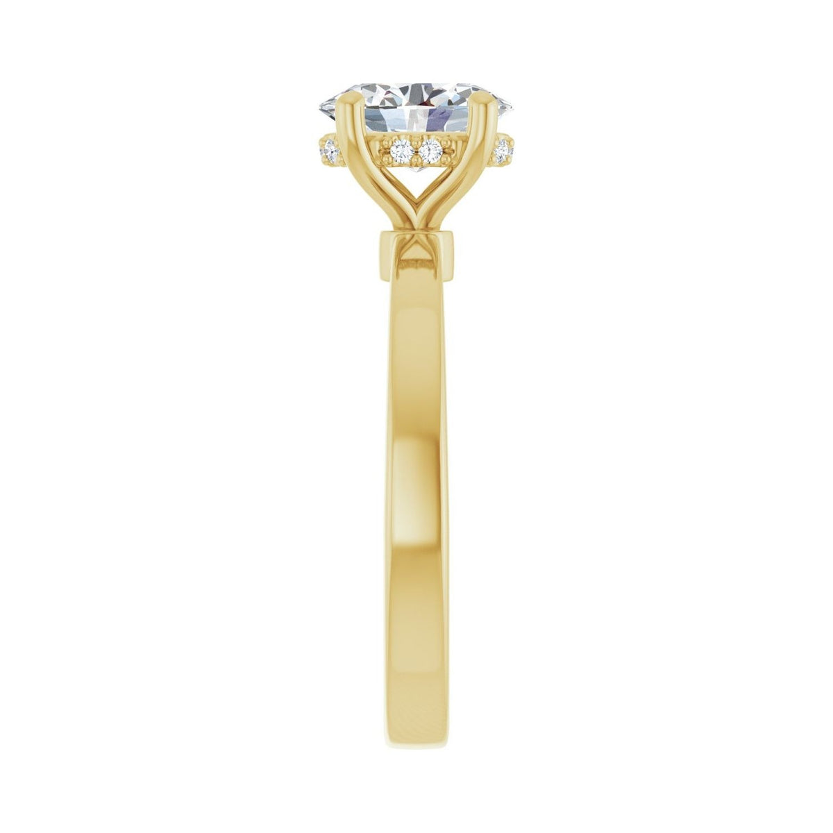 Sapphire Row Lab-Grown Oval Diamond Hidden Halo-Style Engagement Ring - 14K Yellow Gold, 1 ctw (view 4)