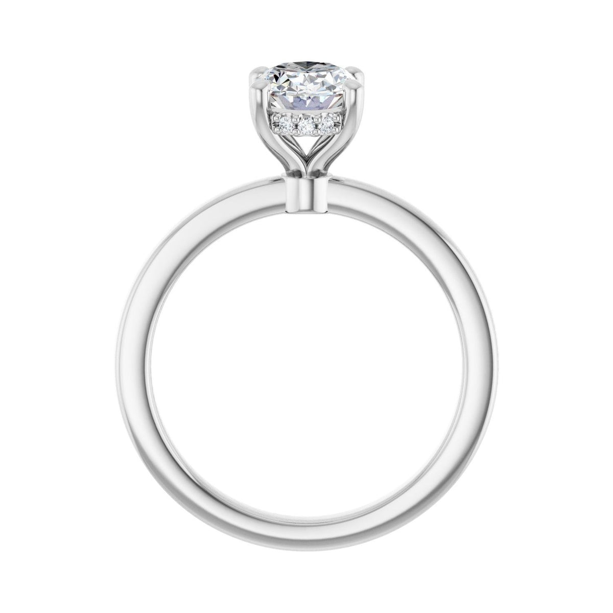 Sapphire Row Lab-Grown Oval Diamond Hidden Halo-Style Engagement Ring - 14K White Gold, 1 ctw (view 2)