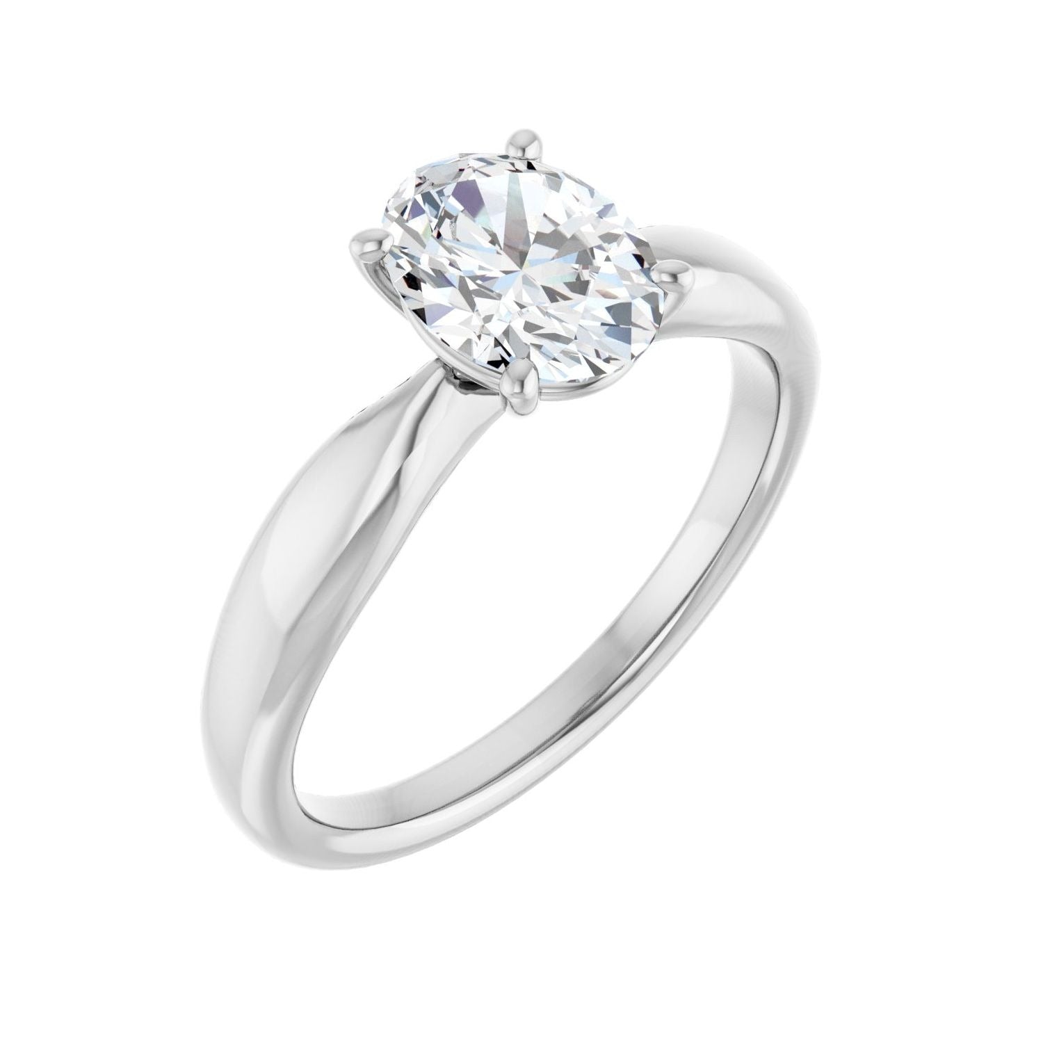 Sapphire Row Lab-Grown Oval Diamond Low-Profile Solitaire Engagement Ring - 14K White Gold, 1 ctw