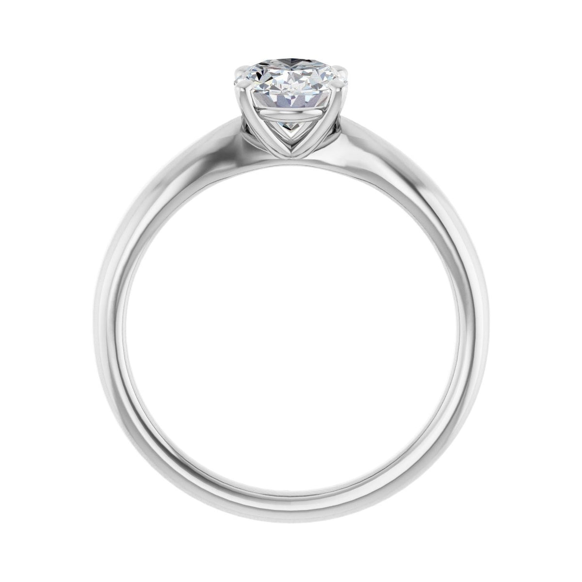 Sapphire Row Lab-Grown Oval Diamond Low-Profile Solitaire Engagement Ring - 14K White Gold, 1 ctw (view 2)