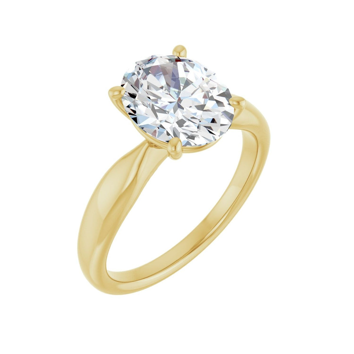 Sapphire Row Lab-Grown Oval Diamond Low-Profile Solitaire Engagement Ring - 14K Yellow Gold, 2 1/2 ctw