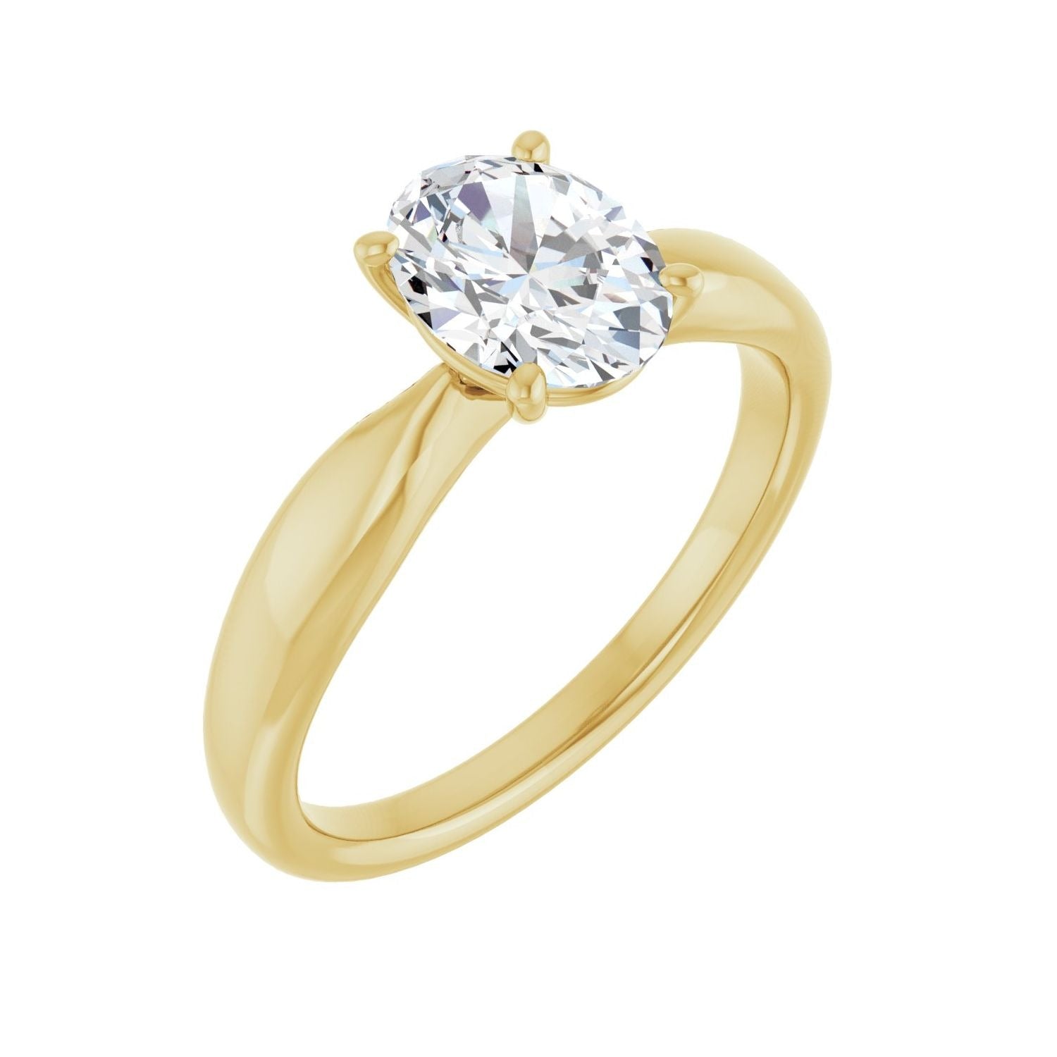 Sapphire Row Lab-Grown Oval Diamond Low-Profile Solitaire Engagement Ring - 14K Yellow Gold, 1 ctw