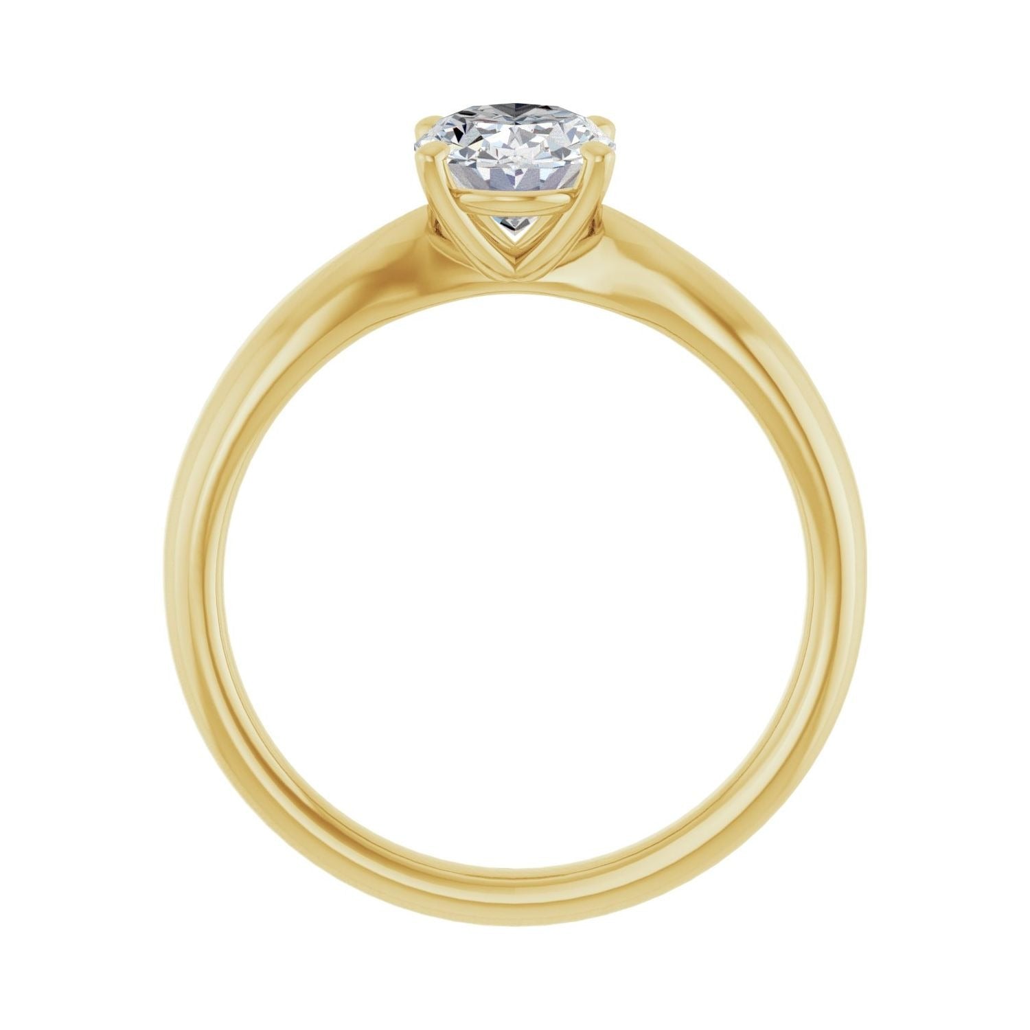 Sapphire Row Lab-Grown Oval Diamond Low-Profile Solitaire Engagement Ring - 14K Yellow Gold, 1 ctw (view 2)